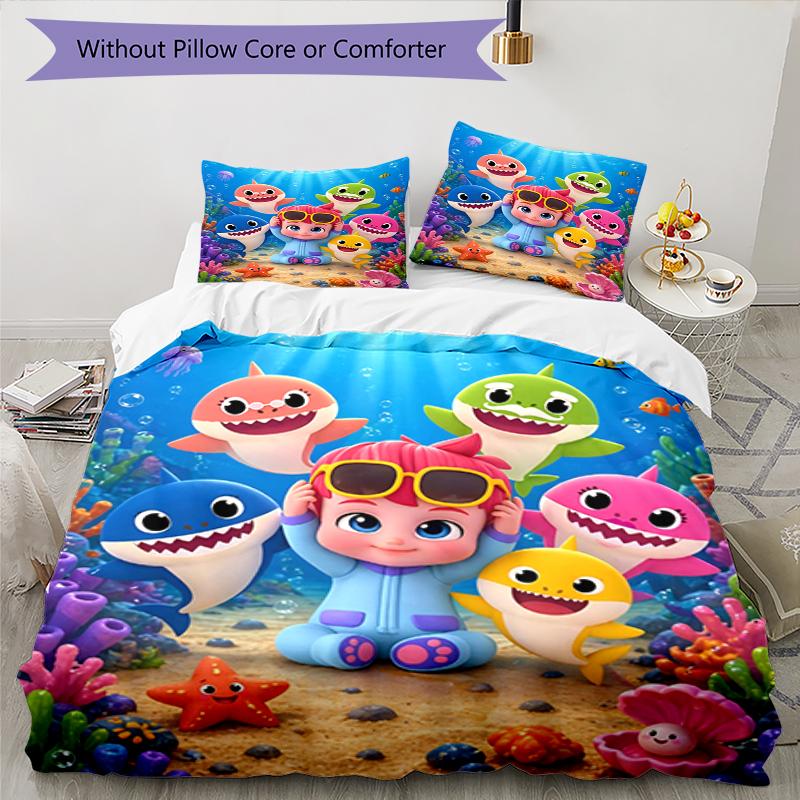 3pcs Shark Bedding Set Duvet Cover Closure Includes 1 Duvet Cover & 2 Pillowcases, Soft and Comfortable for All Seasons.