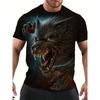 Animal Wolf 3D Print T-Shirts Streetwear Men Fashion Casual Oversized O-Neck Short Sleeved T Shirt