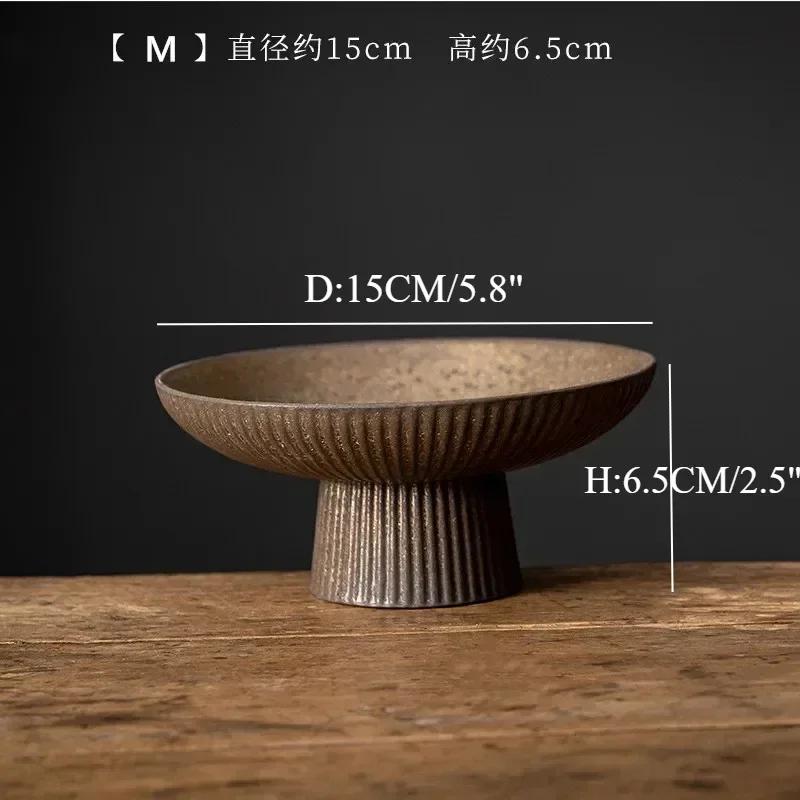 Бытовая винтажная фруктовая тарелка керамический поднос для закусок японская высокая подставка тарелки для ужина с орехами гостиная конфетница кухонные аксессуары