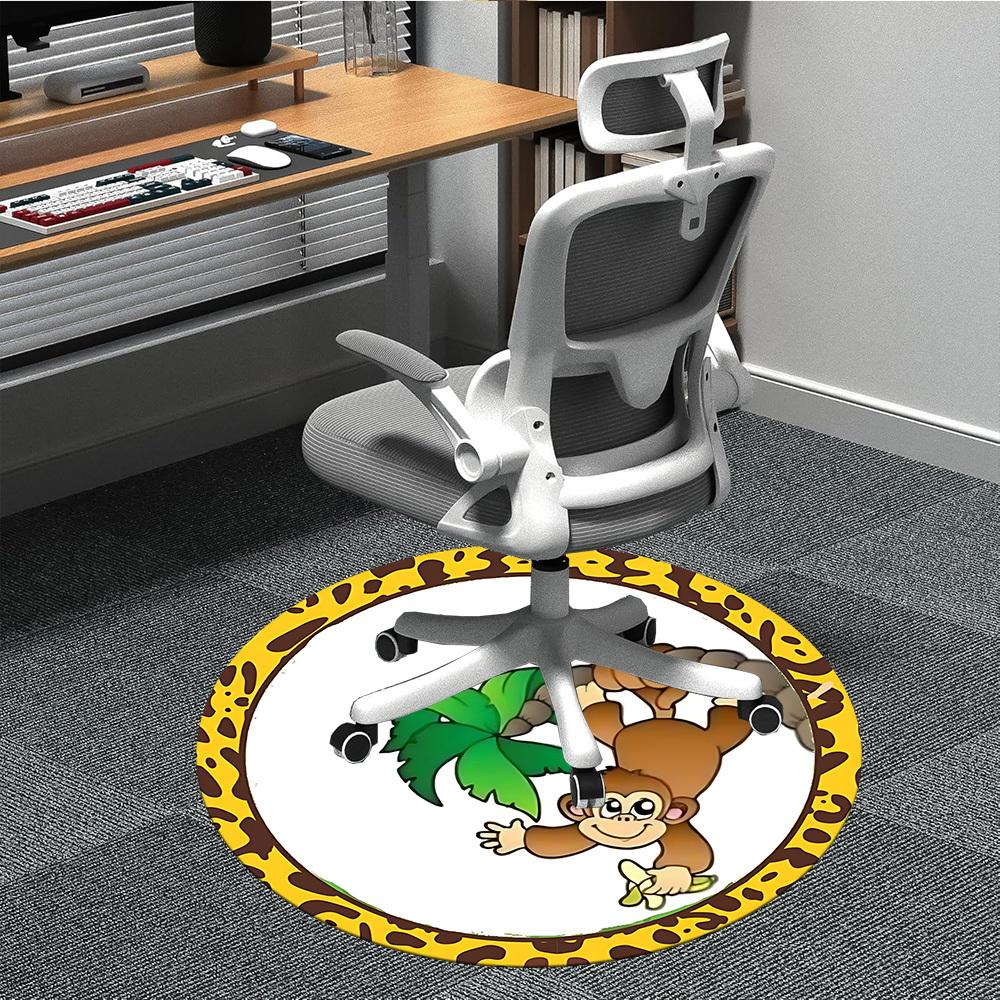 1pc Jungle Monkey Print Chair Carpet for Office, Non-slip, Soft and Durable Office Rug for Decoration, Perfect for Office yy251229141