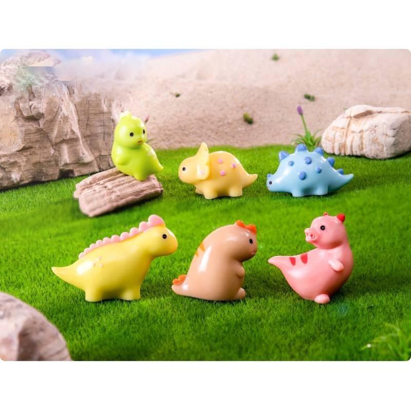 Adorable Resin Mini Dinosaur Figurines Cartoon Style Cute Desk Ornaments Accessories