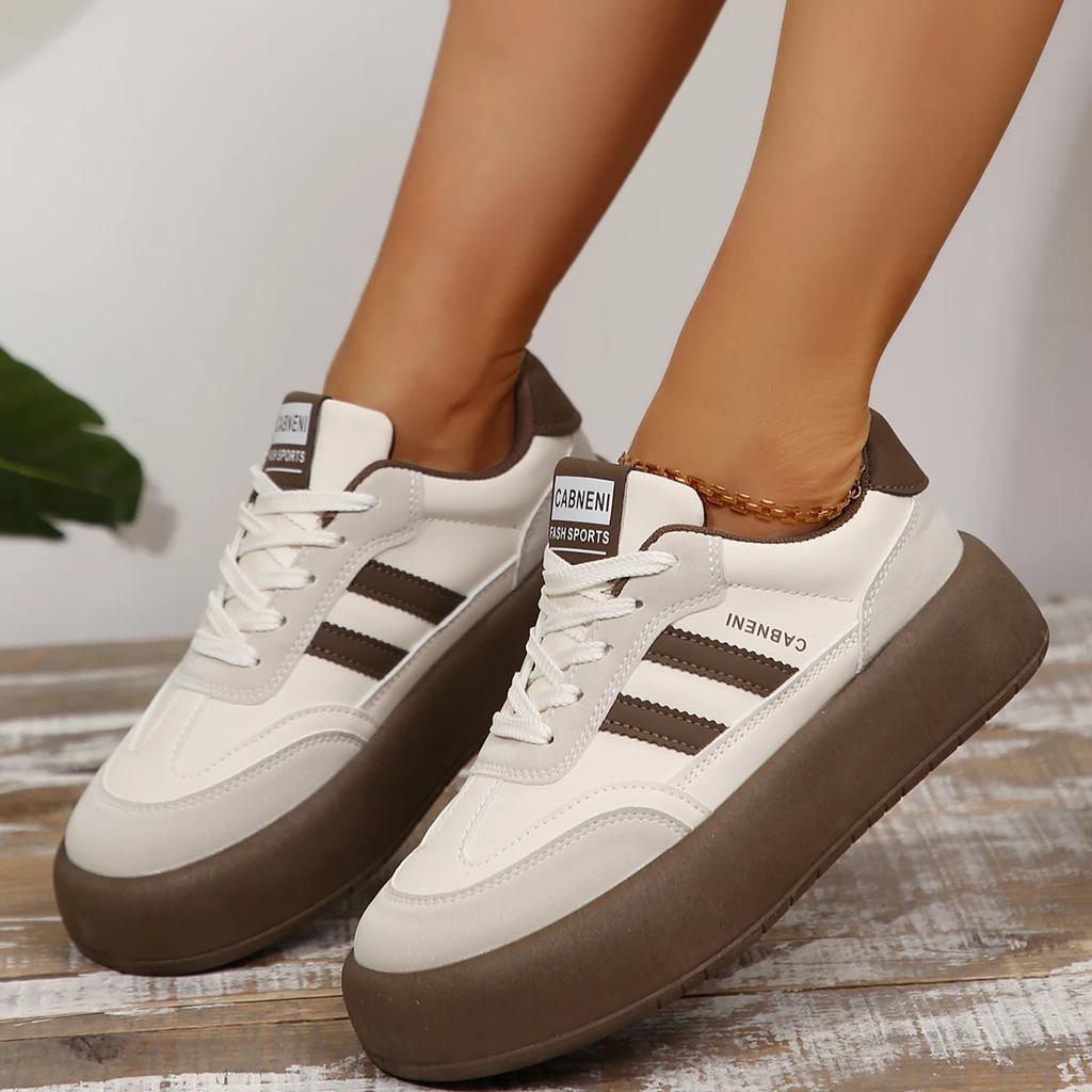 Женские кроссовки Весна Осень Толстая подошва Повседневная обувь для скейтборда Женские Кроссовки для тренировок с мягкой подошвой и внутренней танкеткой De Mujer