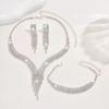 Fashion Rhinestone 3 - Piece Set Necklace Earrings Bracelet Cubic Zirconia Fringe Jewelry Set for Women