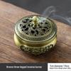 Antique Gold Tripod Carved Copper Incense Burner for Home Zen Tea Ceremony