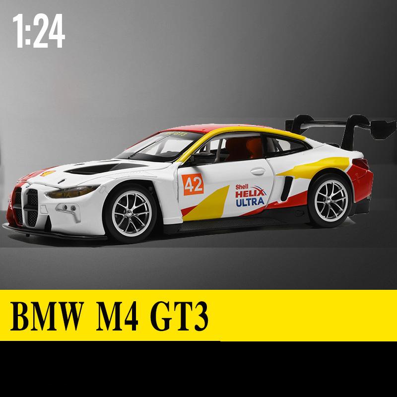 1:24 BMW M4 GT3 Alloy Sports Car Model Diecasts Metal Racing Car Vehicles Model Simulation Sound Light Collection Kids Toys Gift