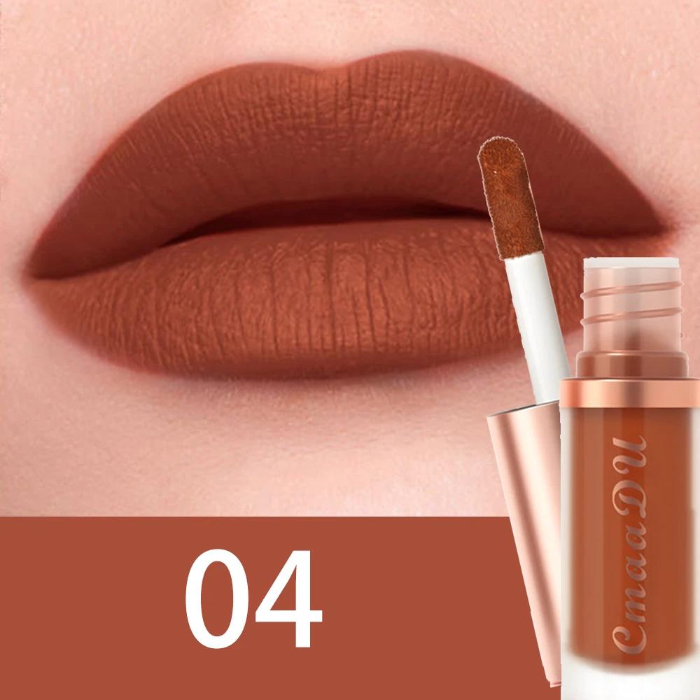 Dark Red Matte Velvet Lip Gloss Nude Brown Lip Glaze Lasting Moisturizing Non-stick Cup Fading Waterproof Liquid Lipstick Makeup