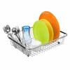 SANNO Expandable Wire Dish Drainer, Sliding Dish Drainer, Dish Drainer Rack, Kitchen Rack, Dish Holder with Cutlery Holder, Stainless Steel