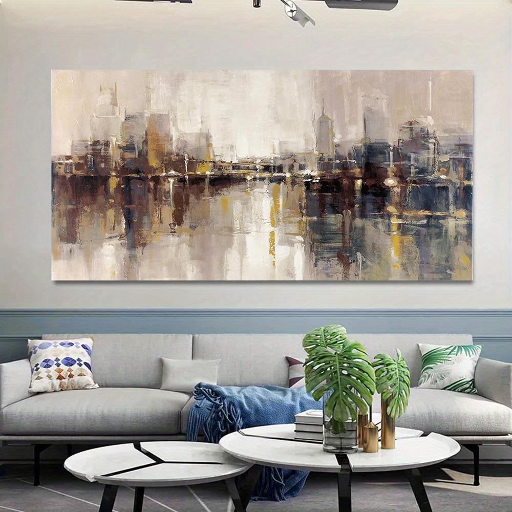 Абстрактное искусство на холсте Современный городской пейзаж для гостиной, спальни, Картина городского пейзажа, Настенное искусство на холсте