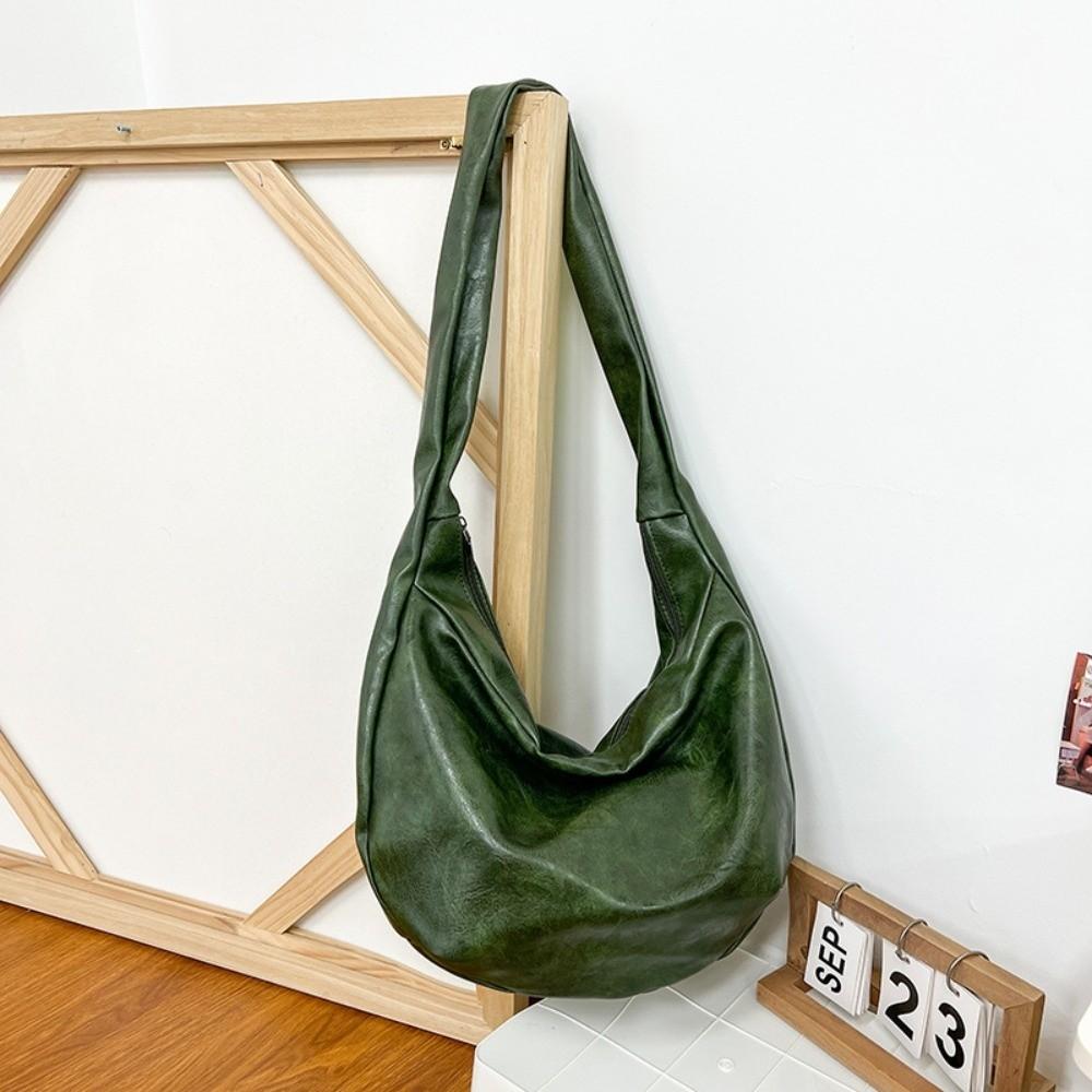 Japanese Style PU Leather Shoulder Bag Large Capacity Crossbody Bag Portable Male Dumpling Bag Man