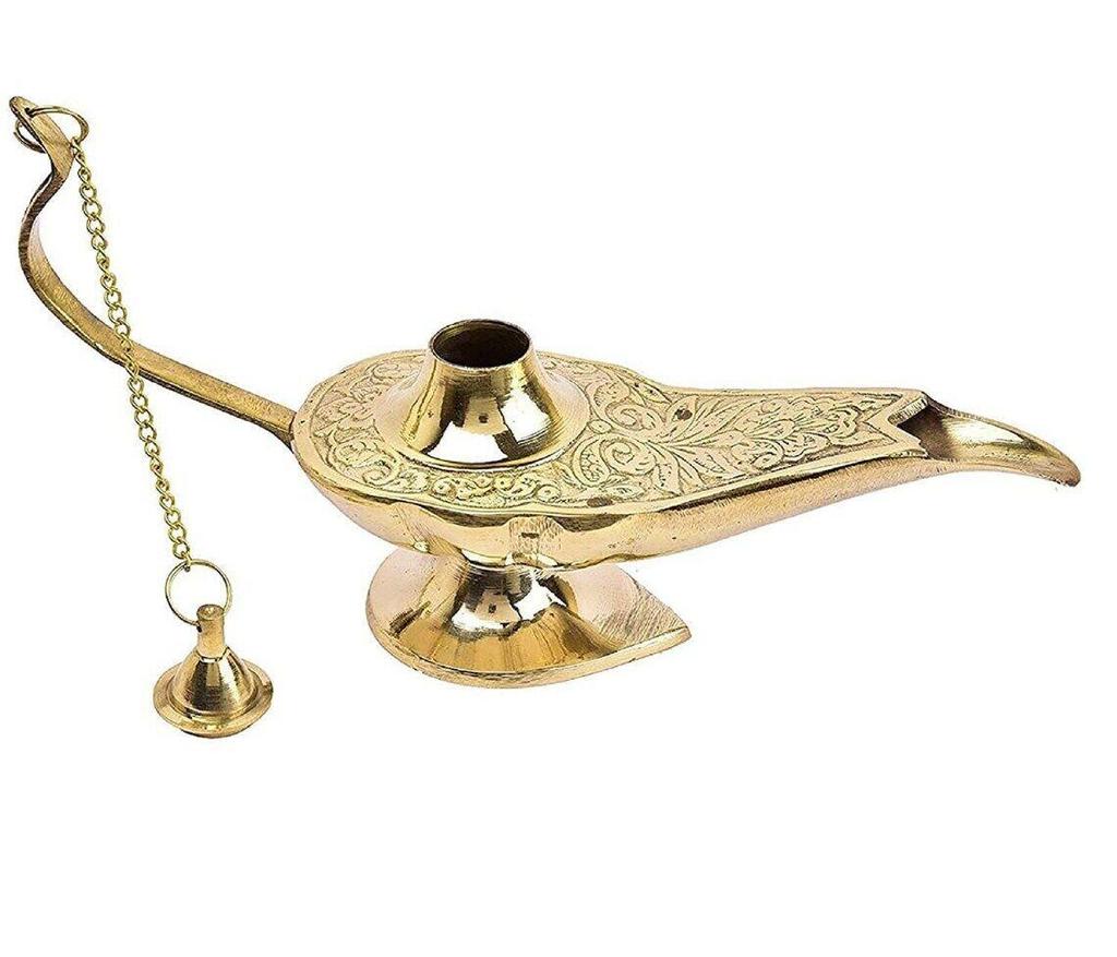 Brass Aladdin Chirag Lamp Vintage Look Golden Handmade Showpiece Item Home Decor Gift.