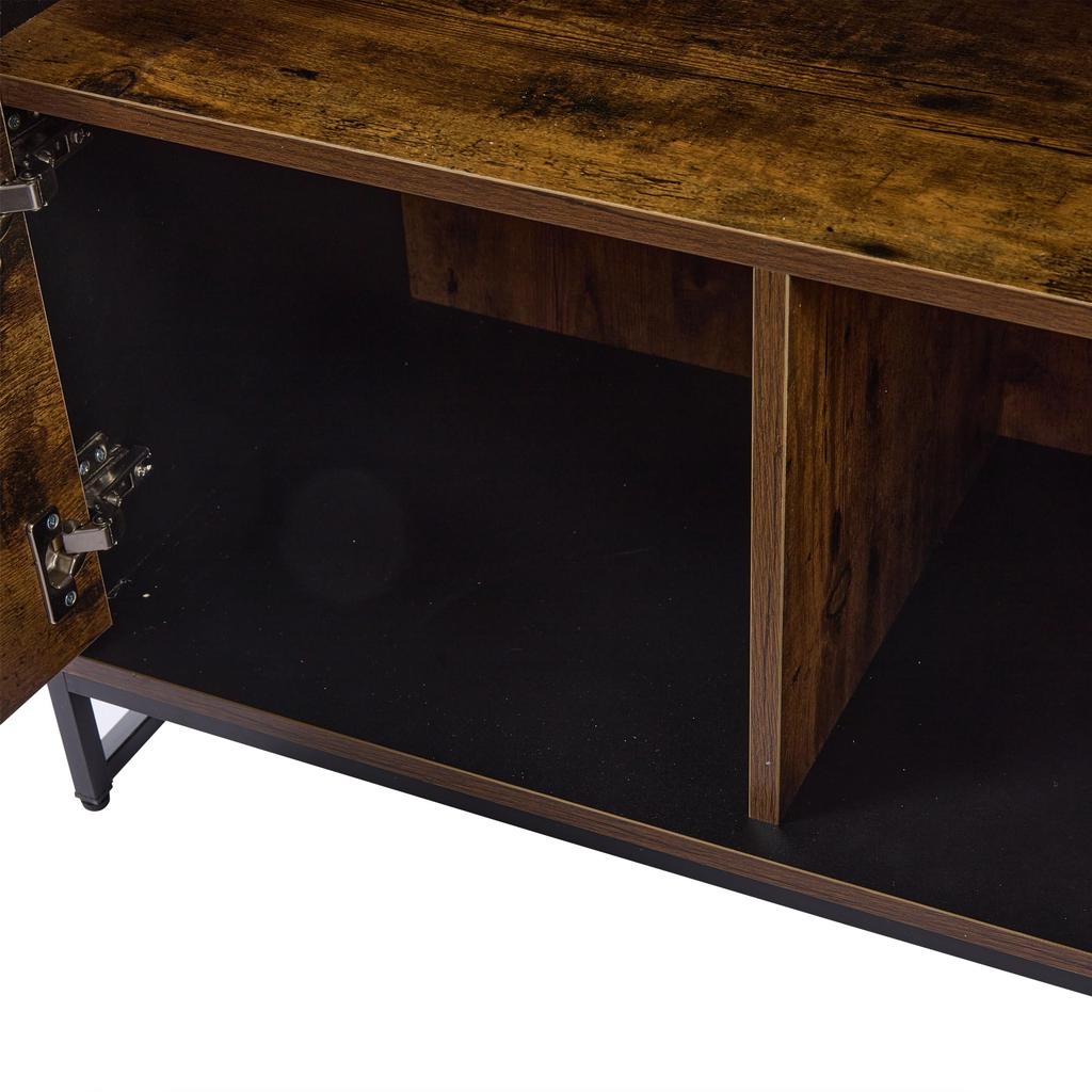 Transparente Vitrine Bücherschrank 2 Türen & 2 Schubladen, Highboard Standvitrine Weinschränke Wohnzimmer Esszimmer Büro, Vintagebraun