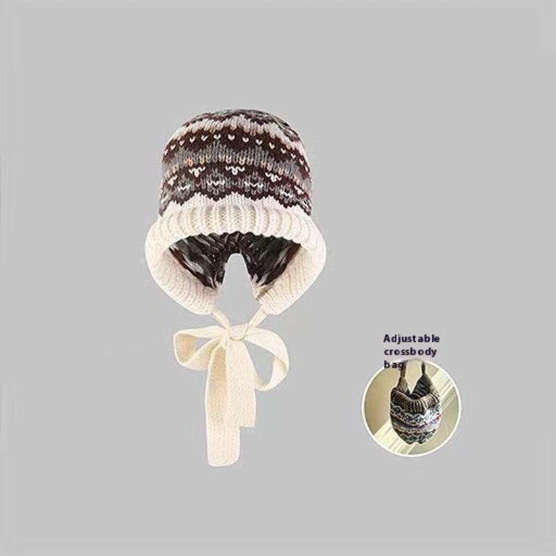 Корейский шарф-капюшон, шапка-балаклава, защита ушей, теплые шапки-бомберы, женские ретро-шапки с завязками и бантами, зимние аксессуары, вязаная шапка-закон