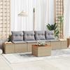 VidaXL 5-Piece Garden Sofa Set with Beige Cushions Rattan Acacia 3348021