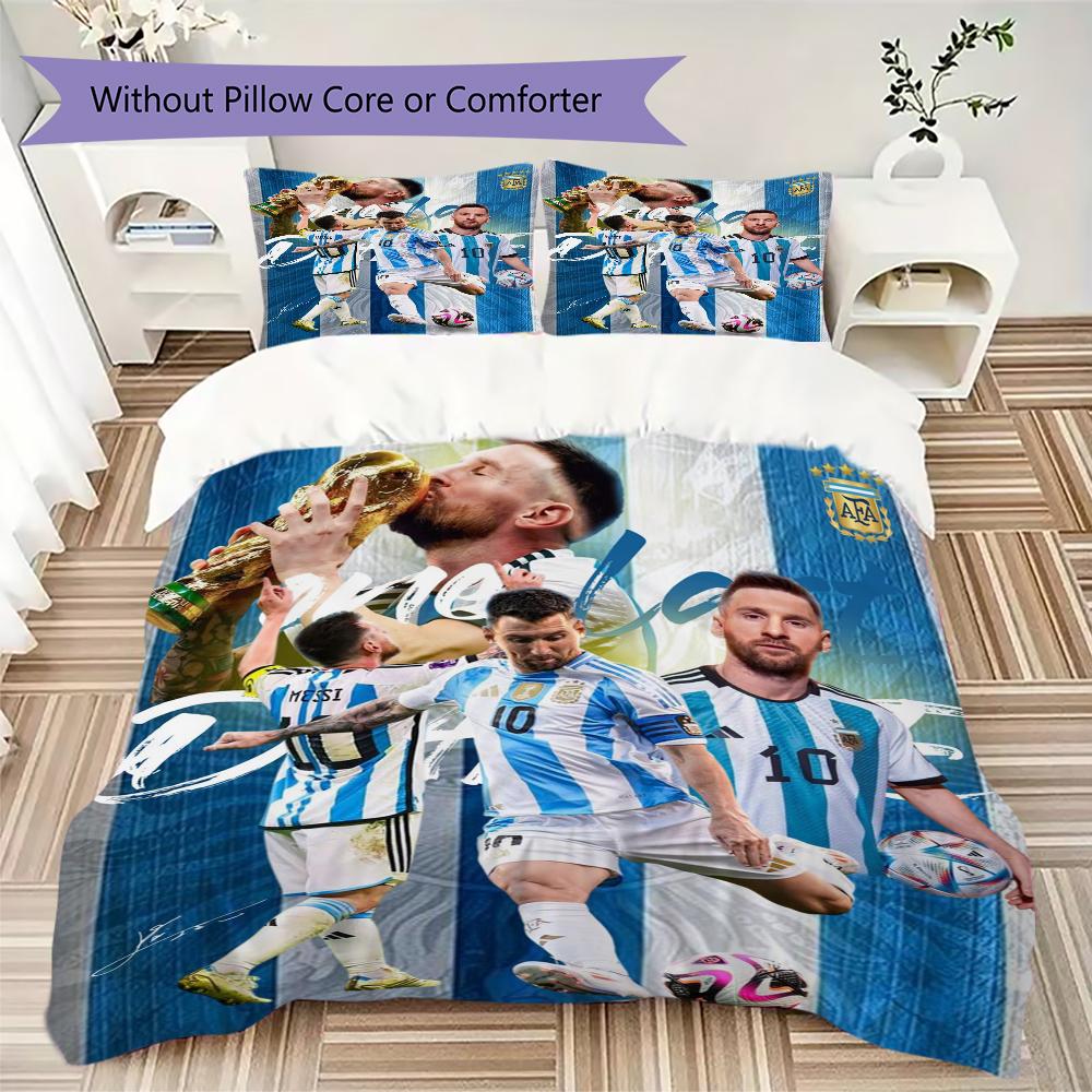 Lionel Messi Football Legend Bedding Without Core 1 Duvet Cover 2 Pillowcase Without Core Christmas Birthday Gift Bedding Set
