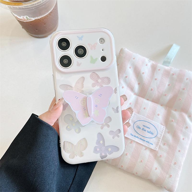 Красочный чехол-подставка с бабочками для iPhone 17/16 Pro Max/15/14 - Летняя версия