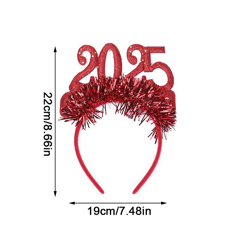 1 шт. новогодние диадемы повязка на голову 2025 Eve Supplies Happy головной убор цветной цифровой обруч для волос украшение для рождественской вечеринки