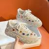High Quality Thick Sole Fashion Elevating Rhinestone Color Comfortable Non-slip Breathable Casual Sports Women's Single Shoes