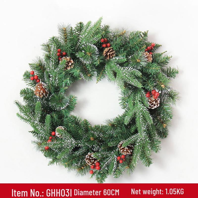 60cm Christmas Door Wreath with Mixed Red Berries, Pine Cones, and Vines.