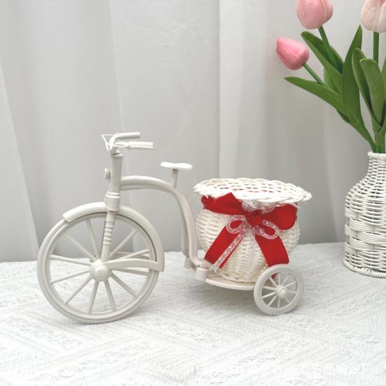 Подставка для цветов Плетеная корзина из ротанга Дизайн трехколесного велосипеда Корзина для цветов Декоративное плетеное хранилище