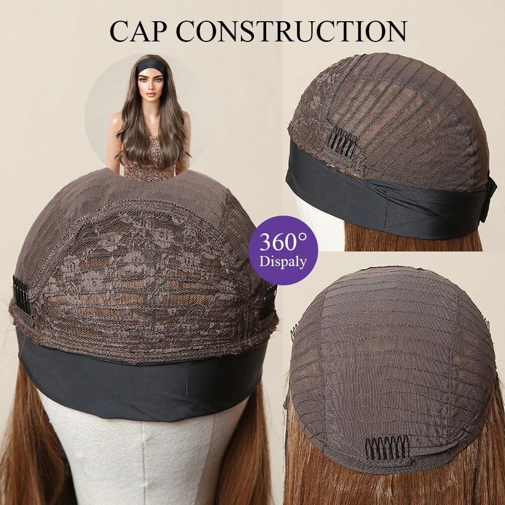 ALAN EATON Длинные каштаново-коричневые вьющиеся повязки на голову, парики для чернокожих женщин, термостойкое волокно, повязка на голову высокого качества для волос, ежедневная вечеринка