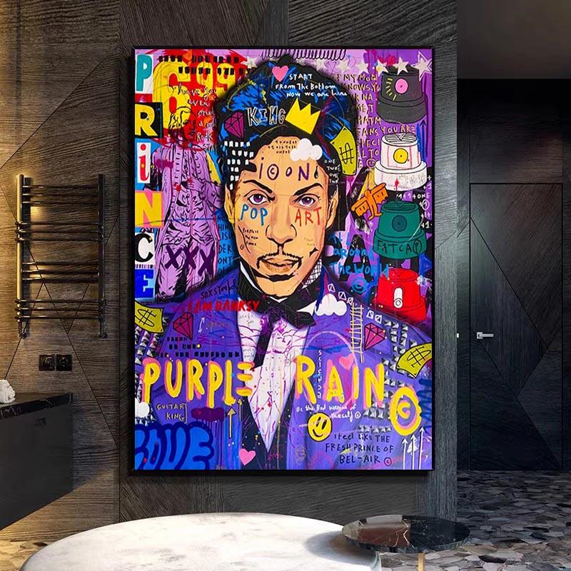 Фиолетовый Дождь Принц Поп Граффити Искусство Холст Живопись Постеры и Принты Абстрактное Уличное Искусство Настенная Картина Домашнее Украшение Cuadros