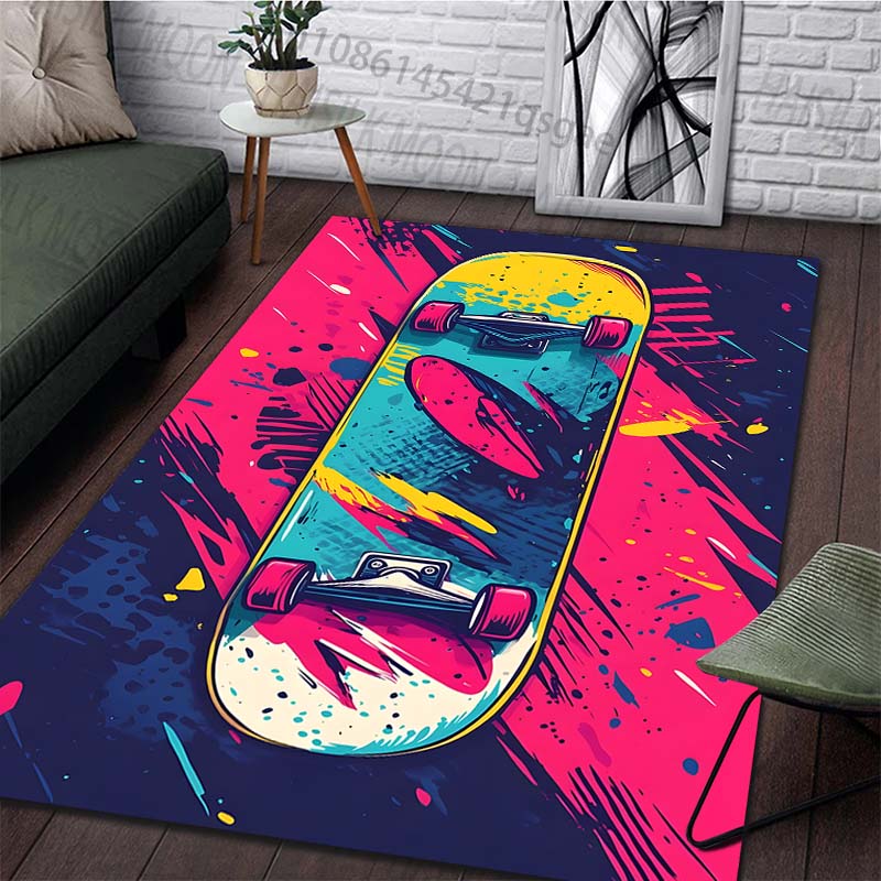 Creative Colorful Skateboard Print Rug Carpets for Bedroom Living Room Sofa Mat Door Mat Dressing Room Rugs Large Size