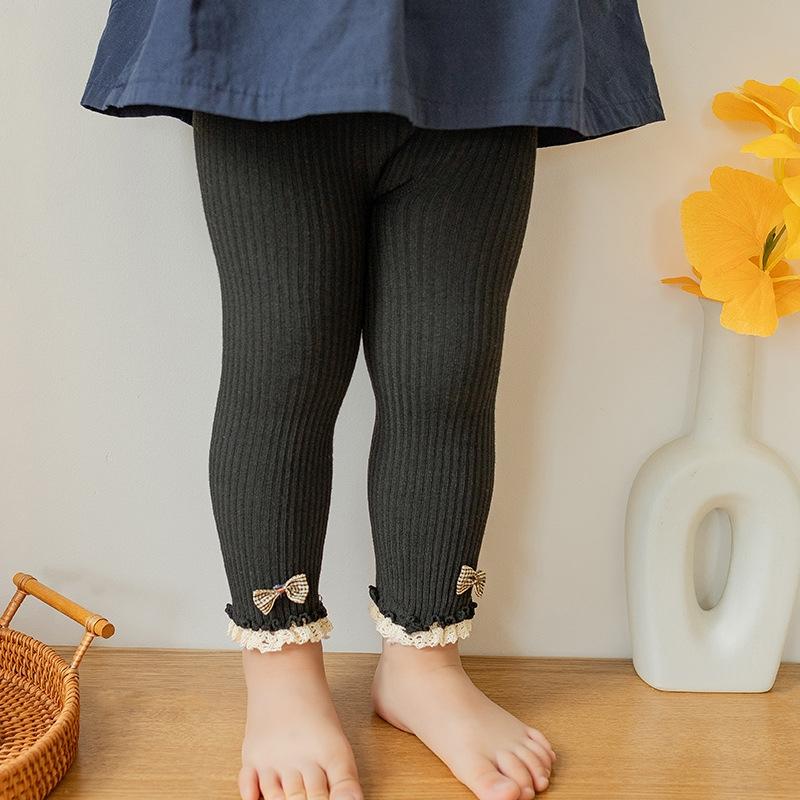 Леггинсы для девочки Осенние штаны Детские колготки Детские штаны с бантом Хлопковые вязаные брюки Для детей Младенческие леггинсы Весна