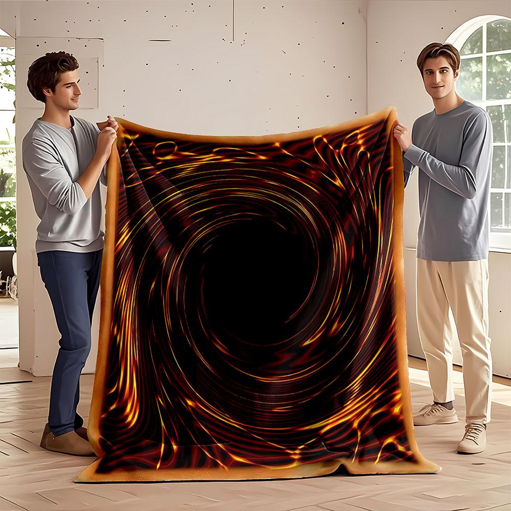 A fiery, swirling vortex pattern with a dark oval center. for all seasons blanket lunch break throw gift