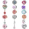 Fashion 925 Silver Dangle Charm Beads Spring Flower Fit Original Bracelet DIY For Pendant Necklace Making Women Gift