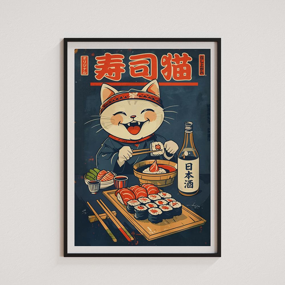Retro Japanese Sushi Bar Poster Kitchen Food Posters and Picture Canvas Print Painting Dining Room Wall Decor Home Mural Cuadros