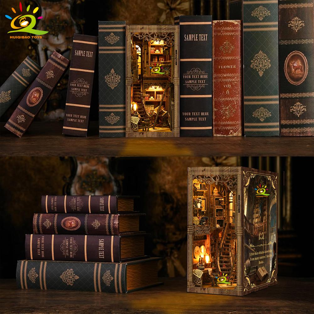 Комната Коллекции Древних Книг DIY Настольная Строительная Сцена 3D Винтажная Библиотека Полка-Пазл Декорация для Вставки Игрушки для Взрослых