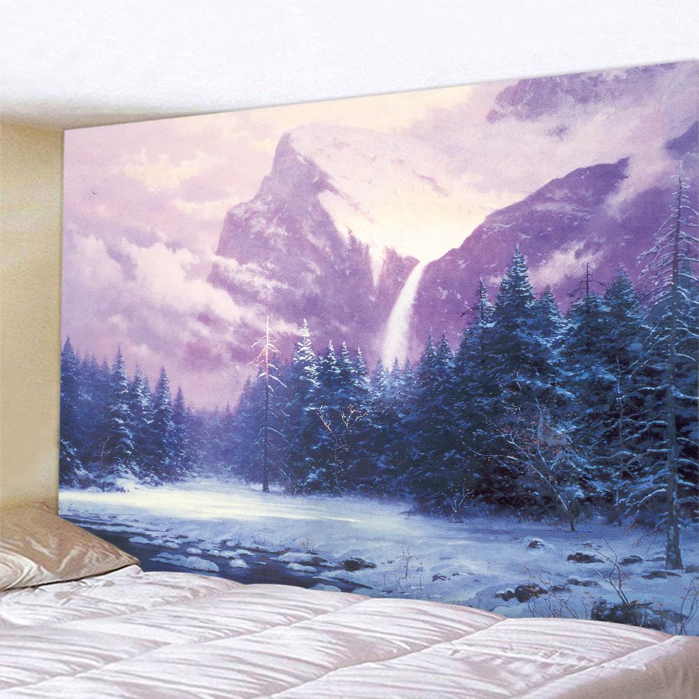 Home Decoration Christmas Snow Scene Oil Painting Printing Tapestry Hippie Bohemian Psychedelic Scene Wall Decor Backdrop Cloth