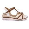 White and Brown Wedge Sandals Women