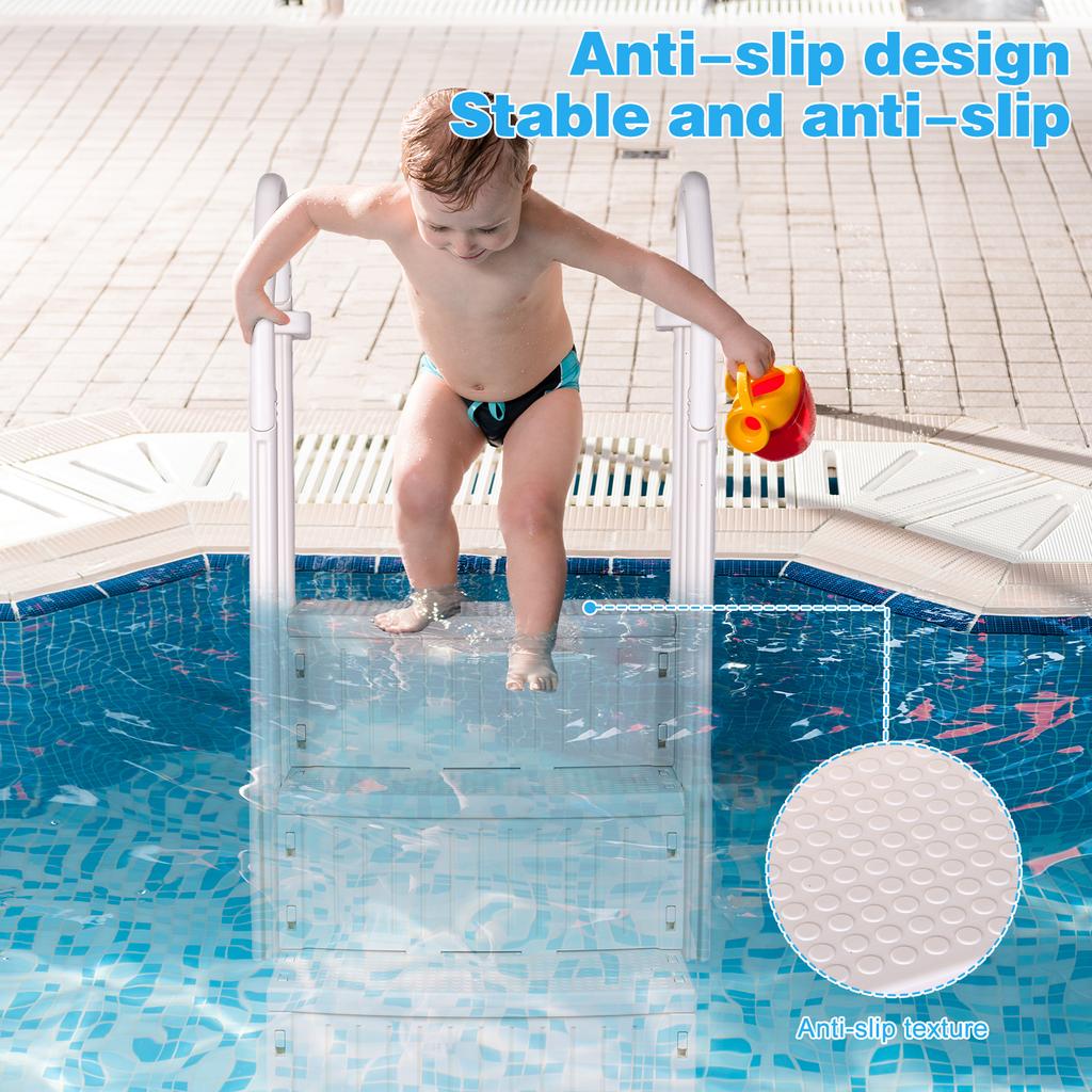 Reinforced Pool Ladder Detachable Plastic Pool Escalator Rust Proof Above Ground Pool Step for Various Sizes Swimming Pools