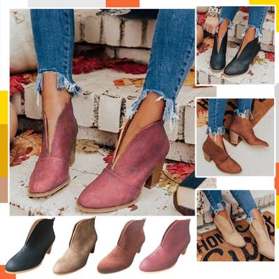 Ковбойские сапоги для женщин, плиссированная римская обувь, модные однотонные сапоги на коротком толстом каблуке