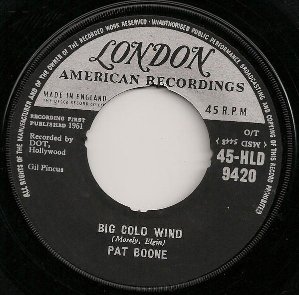 7-дюймовая пластинка ПЭТ БУН Большой Холодный Ветер 45HLD9420 London Records 1961 Великобритания Рок Б/У