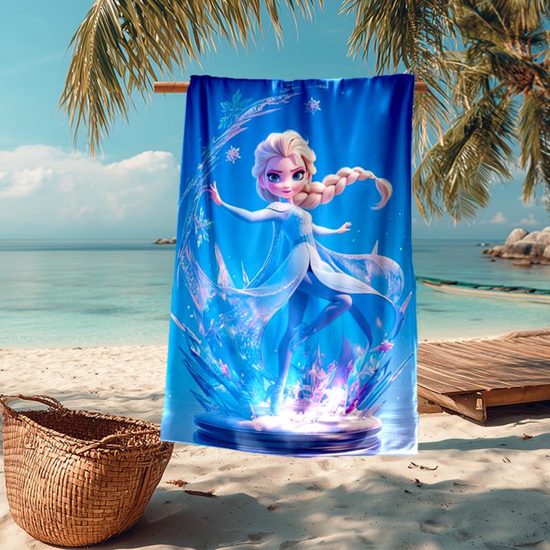 Ultra-Soft Beach Towel with Elsa Theme,Ideal for Pool - Camping, Diving - Perfect Travel Essential, Vibrant Beach Towel.