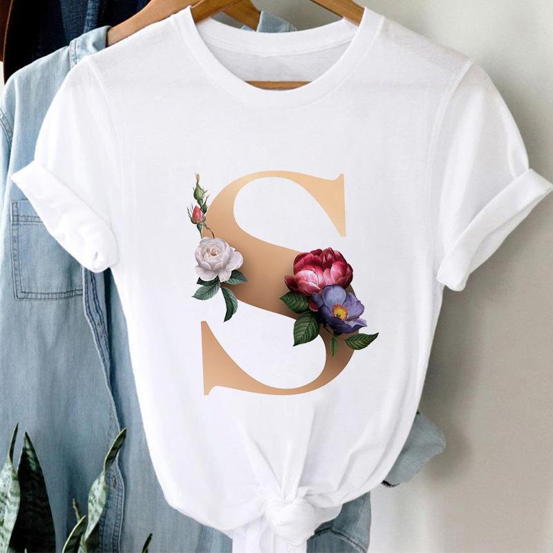 Woman Tshirts 26 Letter Customization T-Shirt Ladies Fashion Top Female Tees Casual T Shirt Summer Short Sleeve Femme