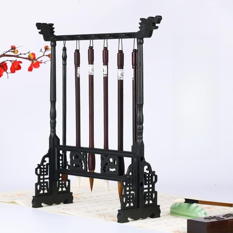 Подставка-вешалка для каллиграфических кистей из дерева венге Стойка для китайской живописи Настольное украшение Набор для начинающих с основанием из смолы