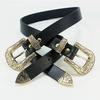 Женский модный металлический пояс на талию, пояс в стиле талии, ремень с двойной пряжкой, женский ремень, ремень в женском стиле
