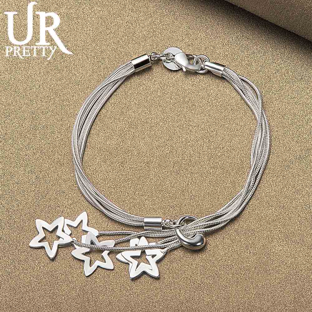 Браслет из пяти змей из стерлингового серебра 925 пробы с подвеской в виде звезды, модные свадебные украшения