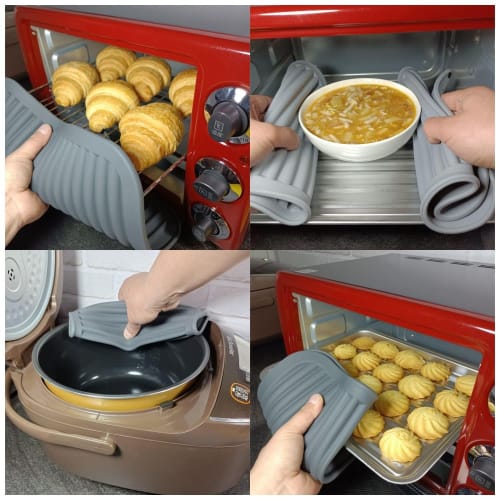 Hotsyang Silicone Trivets - Rectangular Silicone Hot Pads for Kitchen Countertops, 9x12 Inch, 2-Pack (Black)