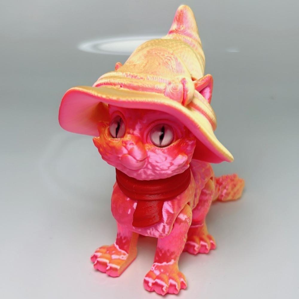 Модель кошки, напечатанная на 3D-принтере, из пластика, креативная скульптура, шарнирная кукла кошки, технология 3D-печати, реалистичный дизайн