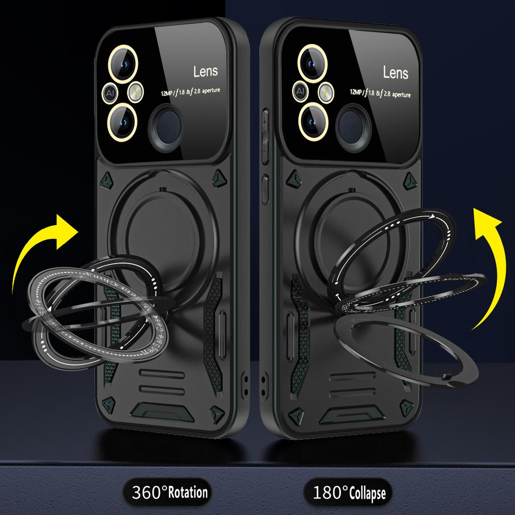 For Xiaomi Redmi 12C Case Shockproof Armor Ring Holder Covers For Redmi 12C 12 C Redmi12C Magsafe Wireless Phone Case