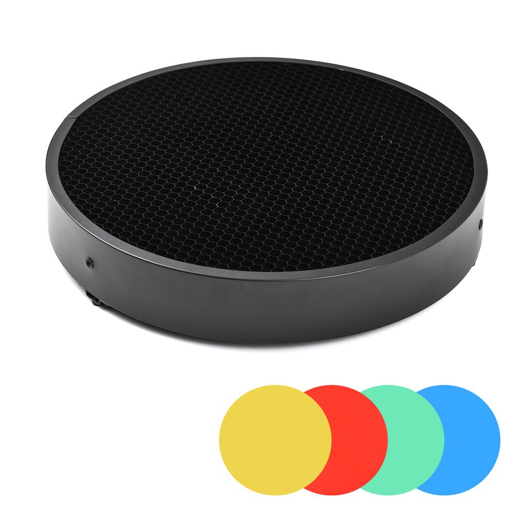 Сотовый абажур для фотосъемки, 60 градусов с 4 цветными фильтрами для 180-250 мм/7,1-9,8 дюйма