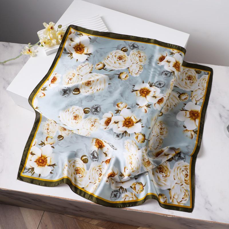 Шелковый женский квадратный шарф - Китайский стиль платок на голову для весны, лета, осени - Защита шеи и согревающий - Элегантный тонкий стиль для мамы