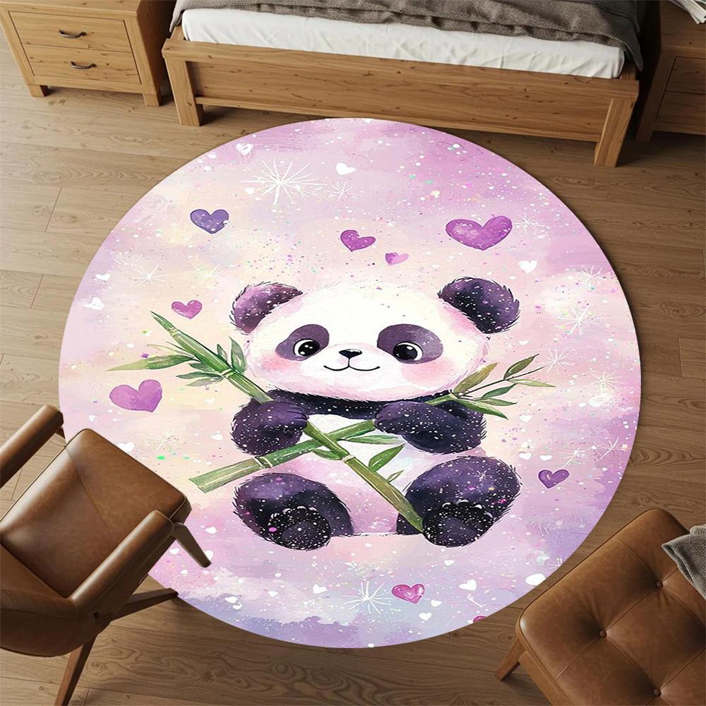 1PC Panda Hearts Round Chair mat Area Rug - Non-Slip, Floor Mat for Office, Bedroom, home decor Christmas Gift c0528013