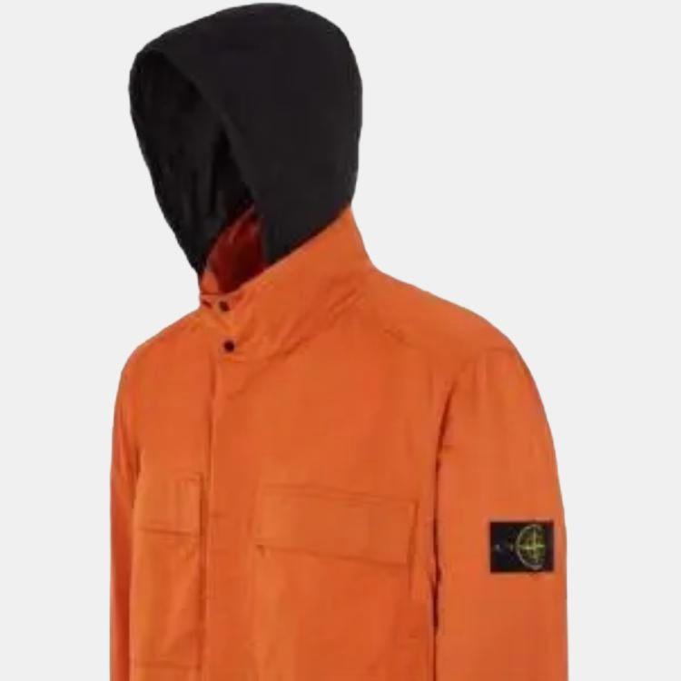 STONE ISLAND Однотонная куртка с логотипом, воротником-стойкой и длинными рукавами, мужская куртка, оранжевая 781542730-V0073