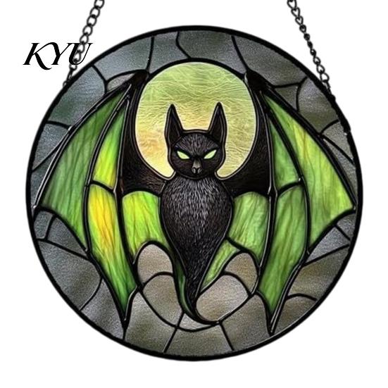 Old School Horror Room Decor Retro Halloween Pendant, Ghost/Bat/Spider Web/Pumpkin Head Print, Door Handle Welcome Sign Vintage Acrylic Hanging