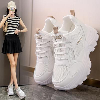 2025 новая осенняя платформа кроссовки папины женские сетчатые белые туфли спортивная обувь интернет-знаменитость взрыв утолщающие женские туфли